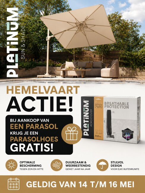 Bij aankoop van een parasol: een gratis parasolhoes cadeau